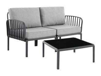 VENTE-UNIQUE.COM Conjunto de sal&oacute;n para jard&iacute;n pl&aacute;stico gris antracita