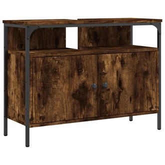 vidaXL Vidaxl - Armario Lavabo Ba&ntilde;o Madera Ingenier&iacute;a Roble Ahumado 80x30x60 Cm