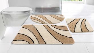 My Home Badematte »Anna, Badvorleger, Badezimmer Teppich« Höhe 16 mm rutschhemmend beschichtet fussbodenheizungsgeeignet schnell trocknend Badteppich, Hoch Ti