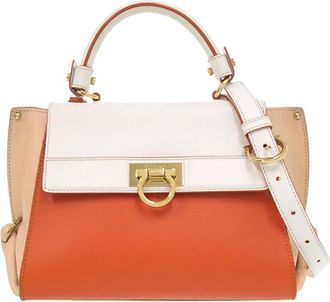 Ferragamo Pre-owned Ferragamo Small Tricolor Leather Gancini Sofia Satchel Ladies LK2SP7NL58A48FO2