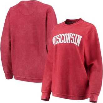 Pressbox Womens Pressbox Red Wisconsin Badgers Comfy Cord Vintage Wash Basic Arch Pullover Sweatshirt at Nordstrom, Size Xx-Large