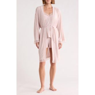 Danskin Pleated Lace Trim Pajamas in Pale Peony at Nordstrom Rack, Size X-Large
