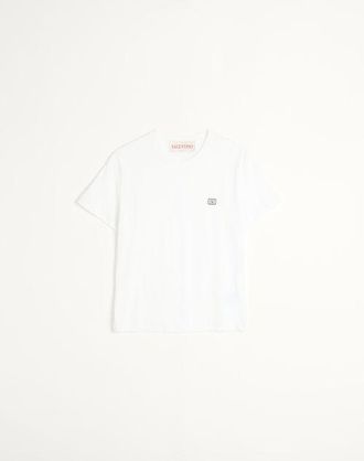 Valentino Cotton T-Shirt With Vlogo Patch Man IVORY 3XL