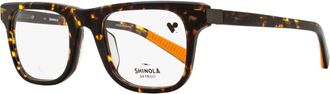 Shinola Mens Modified Rectangle Eyeglasses SH15002 242 Amber Tortoise 51mm