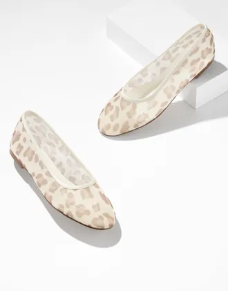 Talbots Vera Mesh Ballet Flats - Alluring Leopard - Ivory - 10 1/2 M Talbots