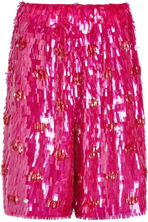 Dries Van Noten Pomy Sequin-embellished Polka-dot Silk Shorts - Fuchsia - M (UK12 / M)