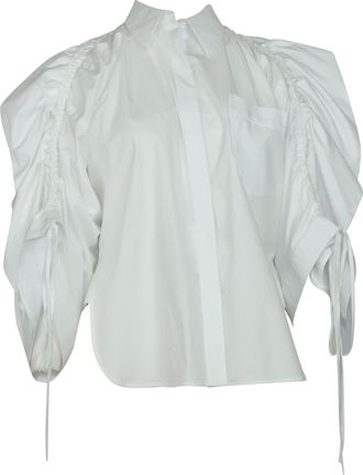Antonio Berardi Oversized Ruffled Ruched Shirt in White Cotton