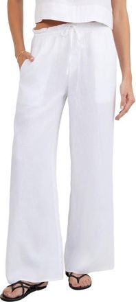 Bella Dahl Ruffle Waist Wide Leg Linen Pants in White at Nordstrom, Size X-Small