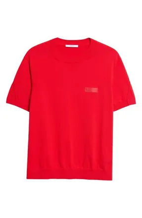 Givenchy Couture Seam Grosgrain Logo Patch T-Shirt in Vermillon at Nordstrom, Size Xx-Large
