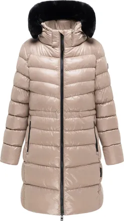Navahoo dames gewatteerde wintermantel Lumeiaa met imitatiebont capuchon