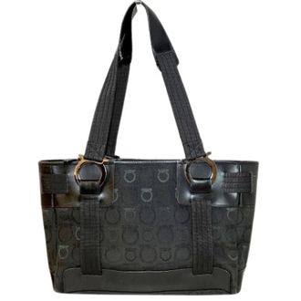 Ferragamo Pre-owned Tote Bags, female, Black, Size: ONE SIZE Pre-owned Canvas Shoulder Bag