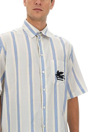 Etro Logo-Detailed Cotton Shirt - Blue
