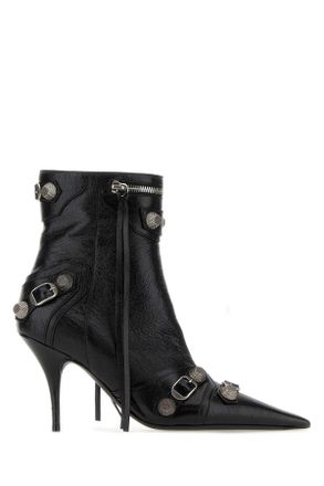 Balenciaga Black Leather Cagole Ankle Boots