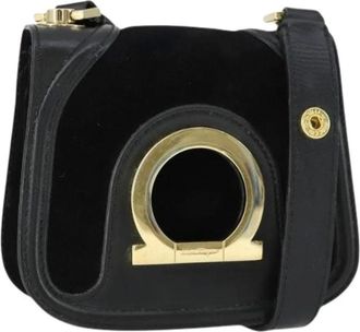 Ferragamo Pre-owned Cross Body Bags, female, Black, Size: ONE SIZE Pre-owned Suede Cross Body Bag