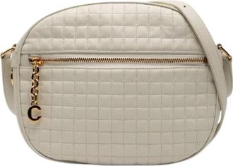 Celine Pre-owned Cross Body Bags, female, White, Size: ONE SIZE Pre-owned C Charm Leather Shoulder Bag