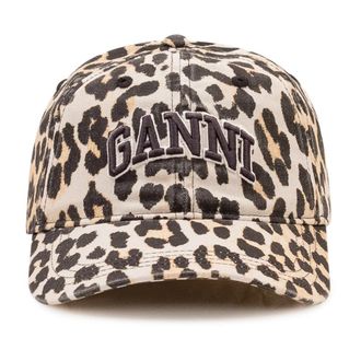 Ganni Canvas Cap Leo Emb - Dames - Petten - Bruin - ONE Size - Katoen - Accessoires