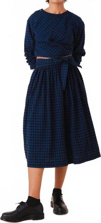 PRAIRIE UNDERGROUND Interval Wrap Skirt In Blue Mini Check