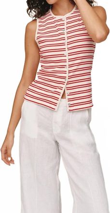 Bella Dahl Sleeveless Fitted Button Down Top In Sunset Sail Stripe