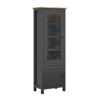 Petits Meubles Vitrina 2 puertas con led paneles de mdf y melamina gris antracita