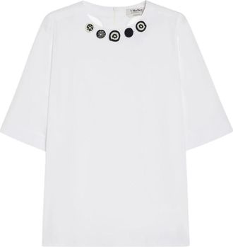 Max Mara Casual Katoenen Shirt - Dames - T-shirts - Wit - 2XS - Katoen - Tops