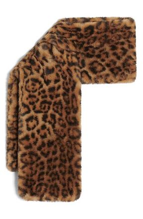 Apparis Kai Leopard Print Pluche Faux Fur Pull-Through Scarf at Nordstrom