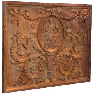 Biscottini International Piastra Frontone stemma per camino decorazione da parete a muro ornamento in Ghisa Salvapavimento Stufa Caminetto salvamuro