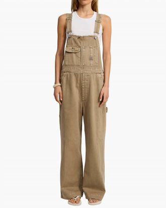 Denimist Slouch Bib Overall In Worn Khaki