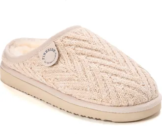 Dearfoams Fireside by Dearfoams Womens Greta Genuine Shearling Knit Clog Slipper
