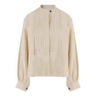 Jil Sander Blouses, female, White, Size: M Linen Pleated Shirt