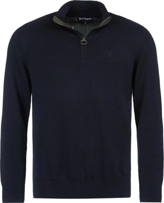 Barbour Truien & Vesten, Heren, Blauw, L, Katoen, Navy Katoen Gebreide Half Zip Trui
