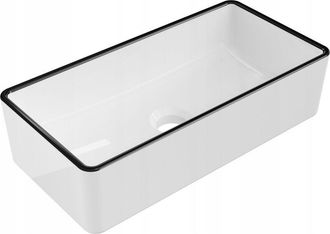 Desconocido Desconocido - Lavabo Cer&aacute;mico Sobre Encimera, 46,5x23,5x12 Cm, Blanco/negro