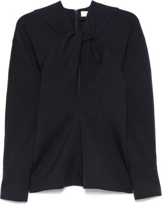 Victoria Beckham Twist Detail Blouse - Dames - Blouses - Blauw - S - Wol - Overhemden