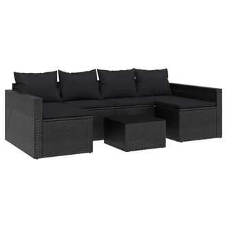 vidaXL Set Da Giardino 2 Pz Con Cuscini Nero In Polyrattan Vidaxl