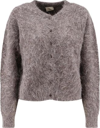 Alysi Ribgebreide Ronde Hals Cardigan - Dames - Vesten - Grijs - XS - Spandex - Truien & Vesten