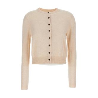 Lisa Yang Cardigans, female, Beige, M, Crew Neck Cardigan