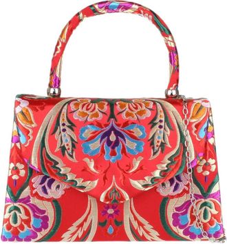 Girly HandBags Womens Baroque Flowers Print Grab Holder Clutch Bag Small Red