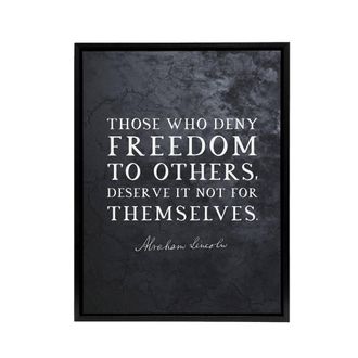 Artery8 Abraham Lincoln Freedom Slate Quote Framed Canvas Wall Art Print in Grey | Size: W24 x H32