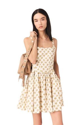 Maje Short flared patterned dress in Yellow Small Flowers Print at Nordstrom, Size 42 Eu