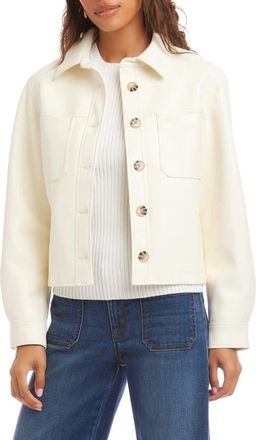 Karen Kane Faux Leather Crop Jacket in Off White at Nordstrom, Size X-Small