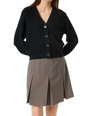 Soaked In Luxury Sina Button V-Neck Rib Knit Cardigan In Black