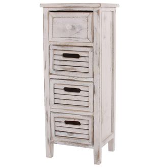 Hhg Nunca Usado] C&oacute;moda T18, Cajonera, 4 Cajones, 74x30x25cm Shabby-look Vintage, Blanco