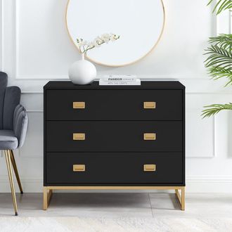 Melody Maison Large 3 Drawer Chest Of Drawers - Elle Black Range