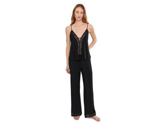 Eberjey Lara Cami/Pants Pj Set Womens Pajama Sets Black : LG, Tencel/Modal/Lace
