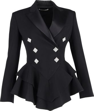 Alessandra Rich versierde peplumblazer van zwarte wol