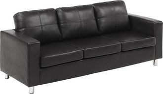 Vente-Unique Sof&aacute; 3 plazas de piel sint&eacute;tica ACKLEY - Negro