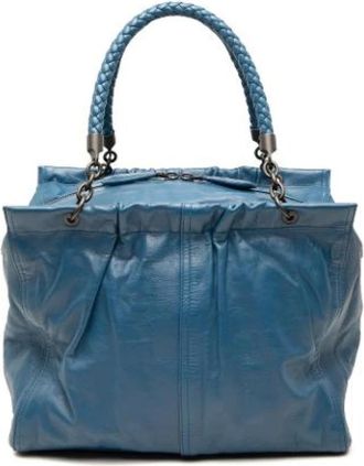 Bottega Veneta Pre-owned Nappa Leren Handtas - Dames - Vintage Handtas - Blauw - ONE Size - Leer - Vintage