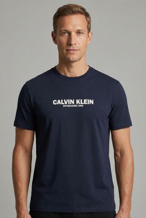 Calvin Klein T-Shirt CALVIN KLEIN, Herren, Gr. M, schwarz sapphire, Single Jersey, Obermaterial: 100% Baumwolle, unifarben, regular fit normal, Rundhals, abgestepp
