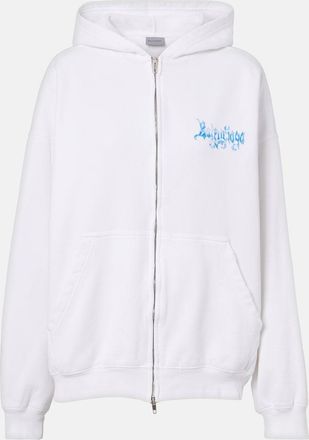 Balenciaga Logo cotton jersey zip-up hoodie