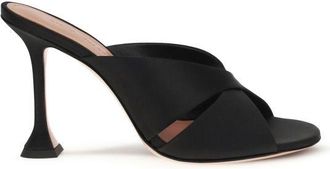 Amina Muaddi Black Silk Womens Sandals
