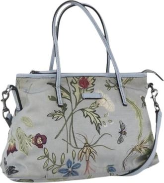 Gucci Pre-owned Shoulder Bags, female, Blue, Size: ONE SIZE Pre-owned Canvas Shoulder Bag